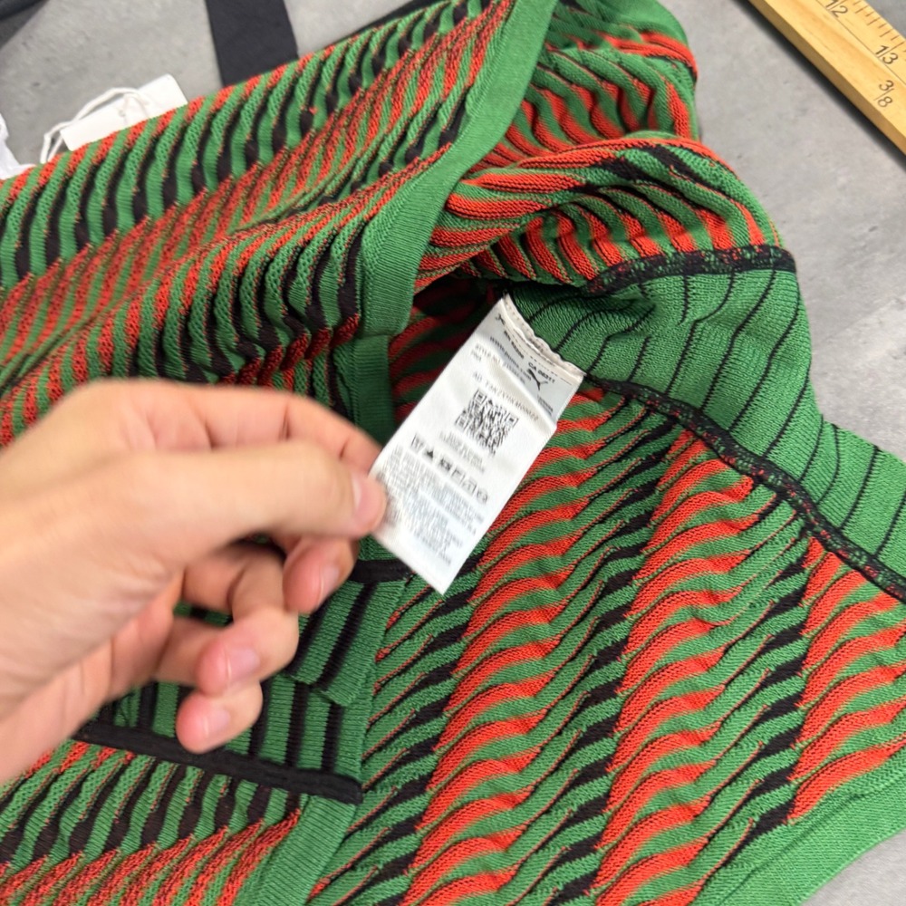 Puma Top Womens L Ahluwalia T7 Top Archive Green Red One Shoulder Knit NEW - Picture 8 of 11